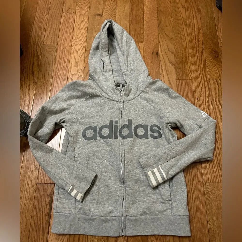 Girls Adidas Zip Up Hoodie Sweatshirt